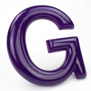 purple formed plastic letters rounded helvetica font