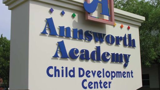 painted aluminum custom letters for school exterior monument