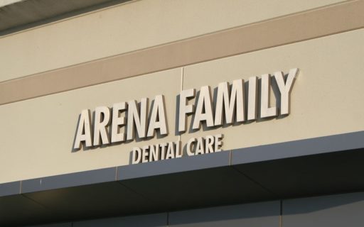 thick painted cast aluminum letters mounted outside for dentist office