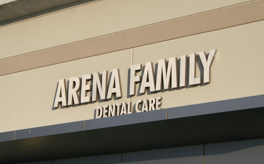 thick painted cast aluminum letters mounted outside for dentist office