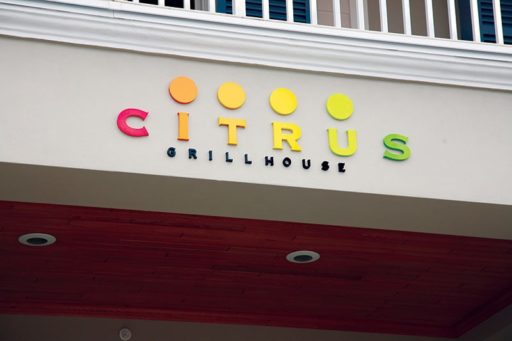 custom pantone painted acrylic letters outside restaurant