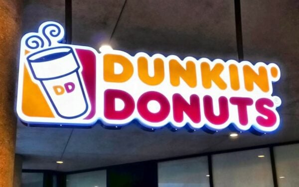 Front Lit Channel Logo with a suspended mount for dunkin donuts storefront