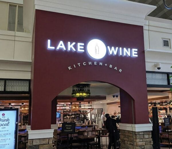 front lit channel letters with vinyl graphic for wine company