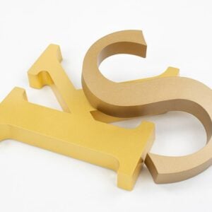 painted injection molded minnesota letters metallic gold yellow gold