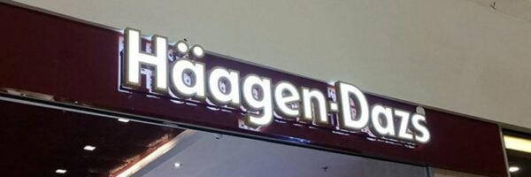 Front lit channel letters for the Häagen-Dazs mall storefront
