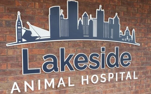 Digitally printed acrylic logo sign for Lakeside Animal Hospital