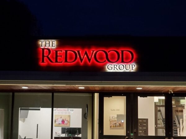 Painted backlit letters with white and red LEDs — Redwood Group