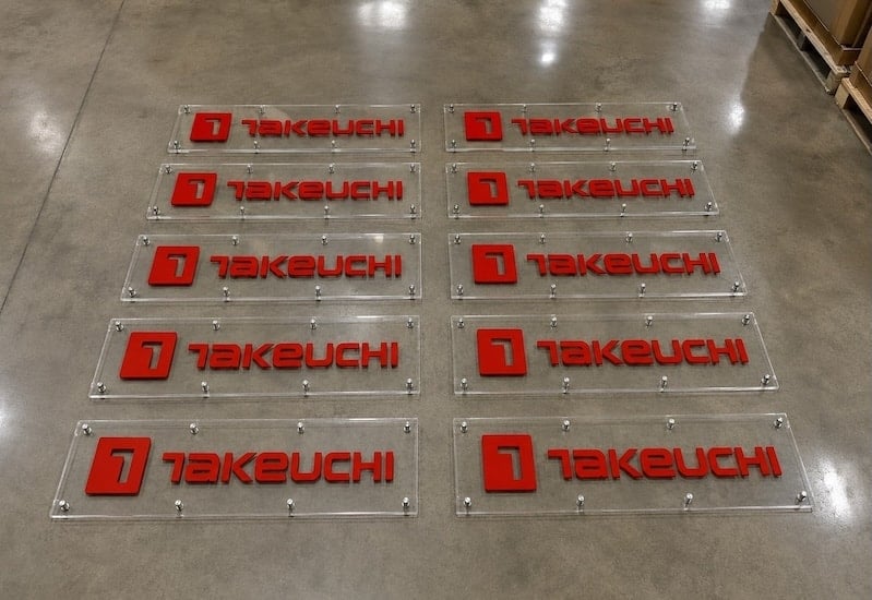 Bulk order of matching Takeuchi signs built together in one production run