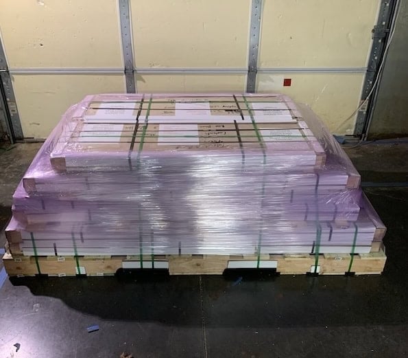 Takeuchi signs packaged individually for shipment to multiple locations