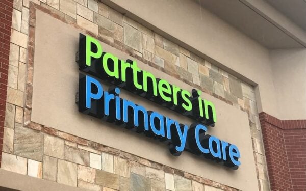 Front lit channel letters on a raceway panel — Partners in Primary Care exterior
