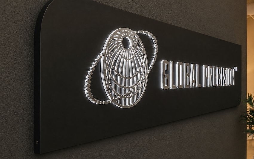 Push-through cabinet sign mounted flush to the wall with light coming from the letter edges only