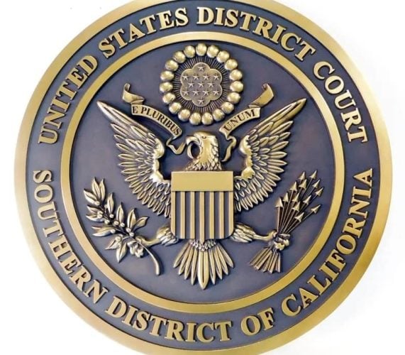 Carved 3D Brass Plated California Court