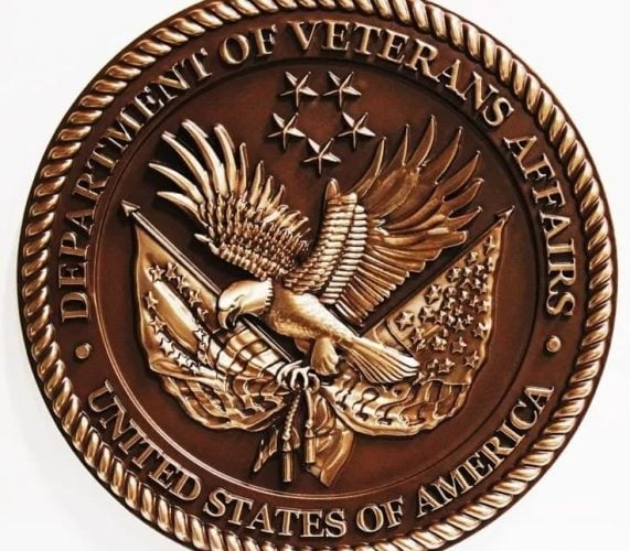 Carved 3D Bronze Plated Patina Veterans Affairs