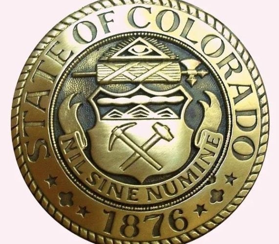 Carved Engraved Brass Plated Colorado